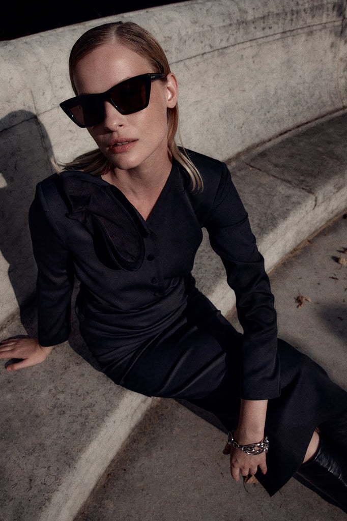 Velvet Decoration Long Sleeve Top - POST MERIDIEM