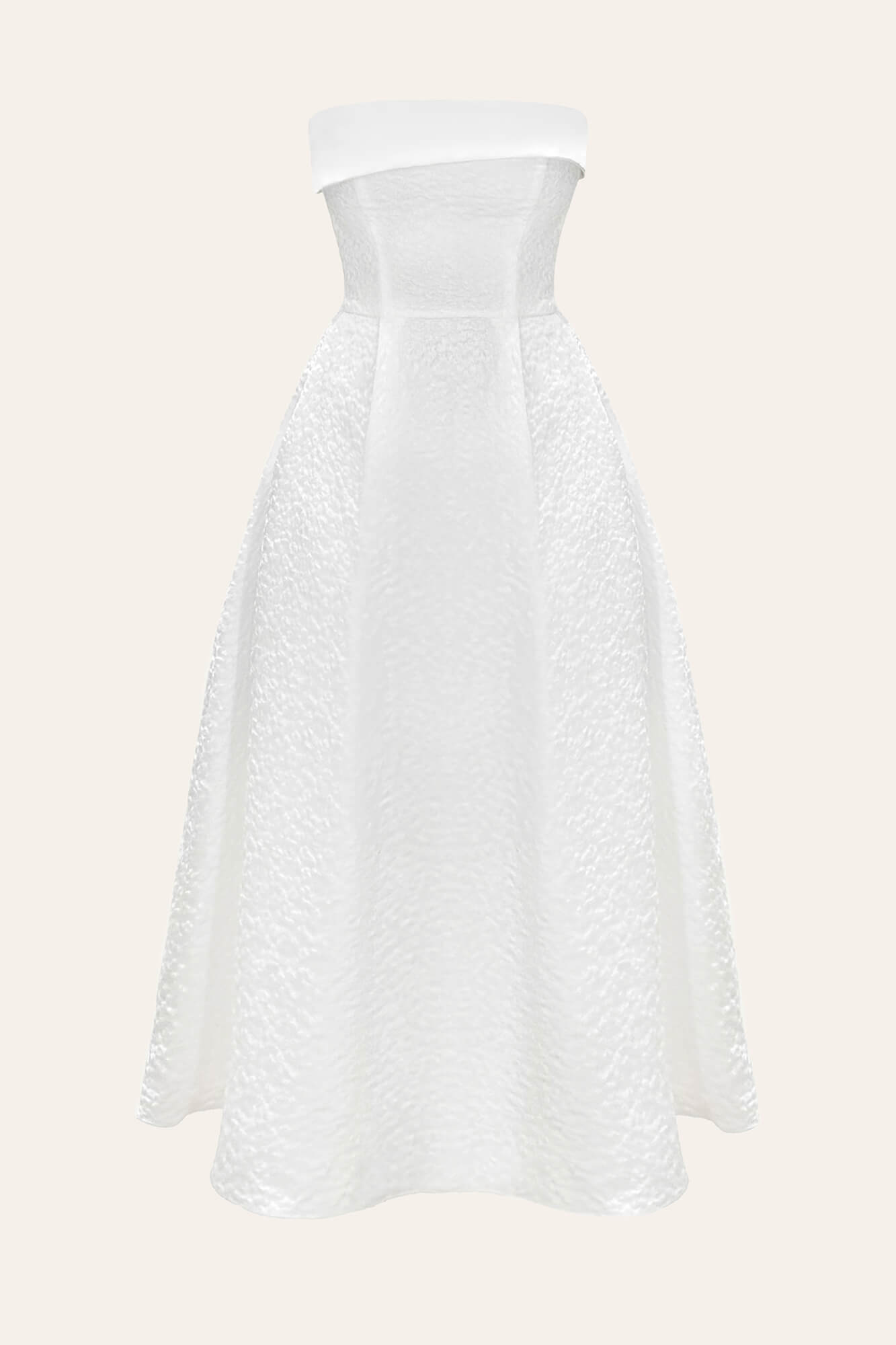 Jacquard Midi Dress with Satin Turn-up – Post Meridiem