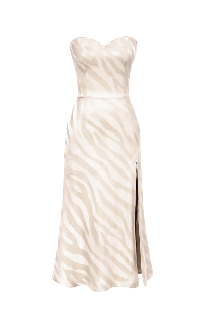 Viscose Slit Corset Midi Dress - POST MERIDIEM