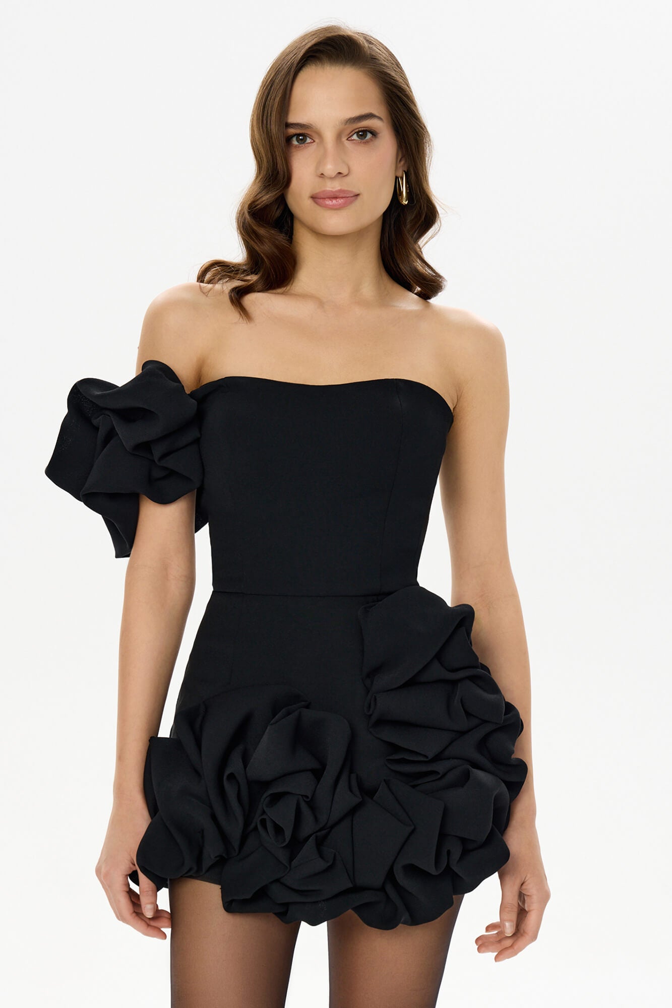 open lace back dress Flounce Bustier Midi Dress main image 0