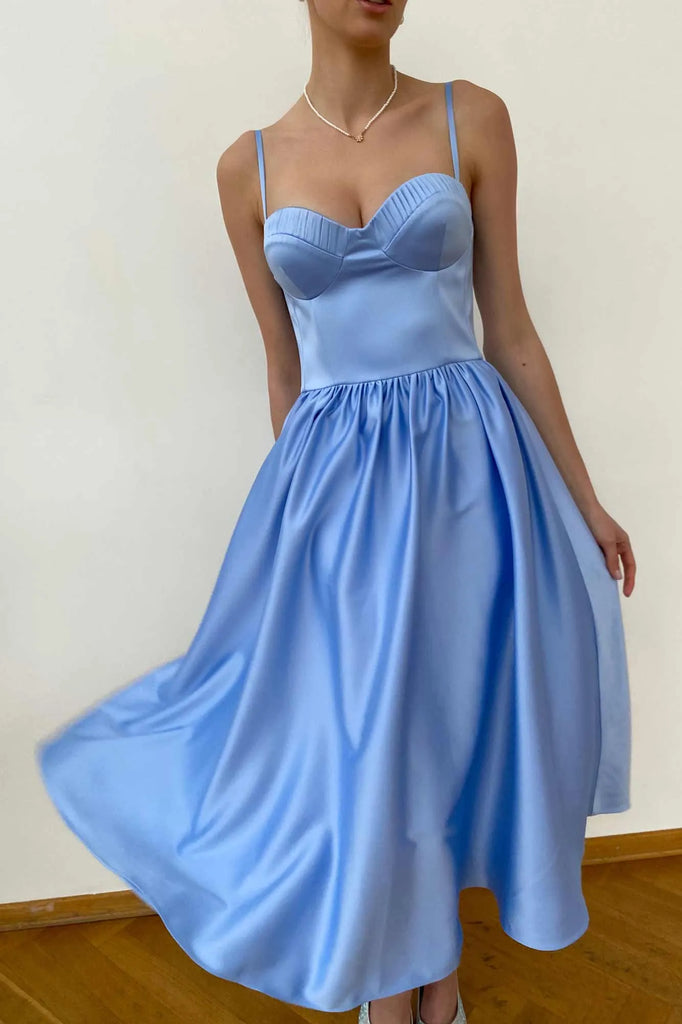 Bustier Pleated Bust Cups Midi Dress - POST MERIDIEM