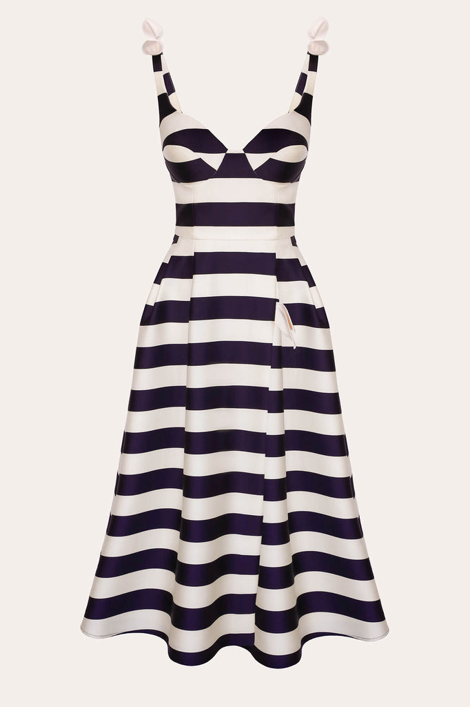 Bustier V neck Corset Midi Dress POST MERIDIEM