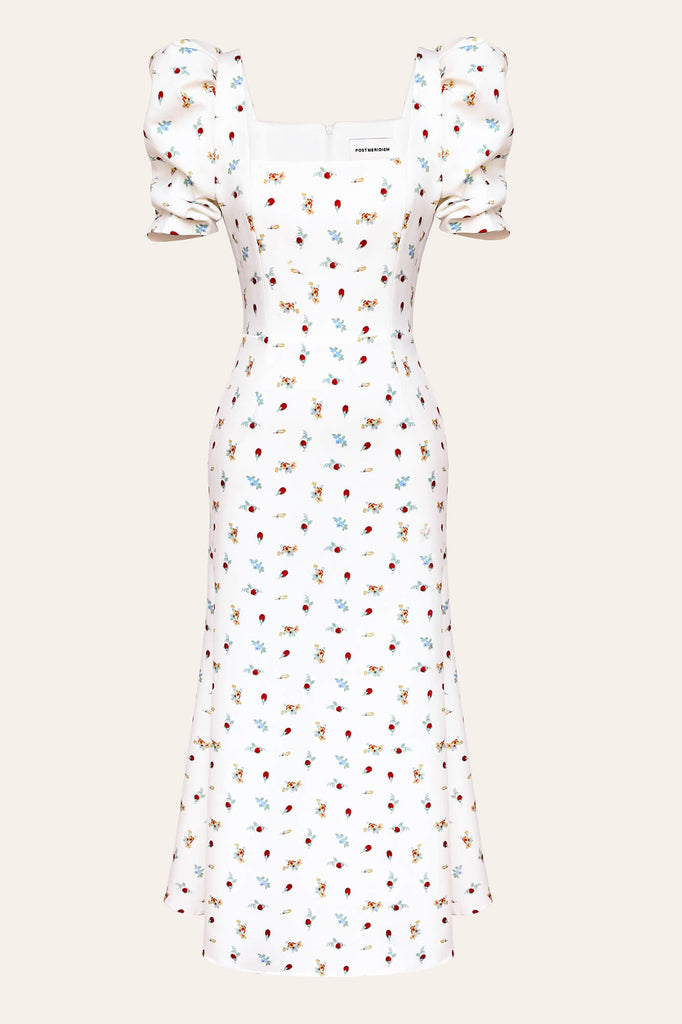 Godet Silhouette Square Neck Midi Dress - POST MERIDIEM