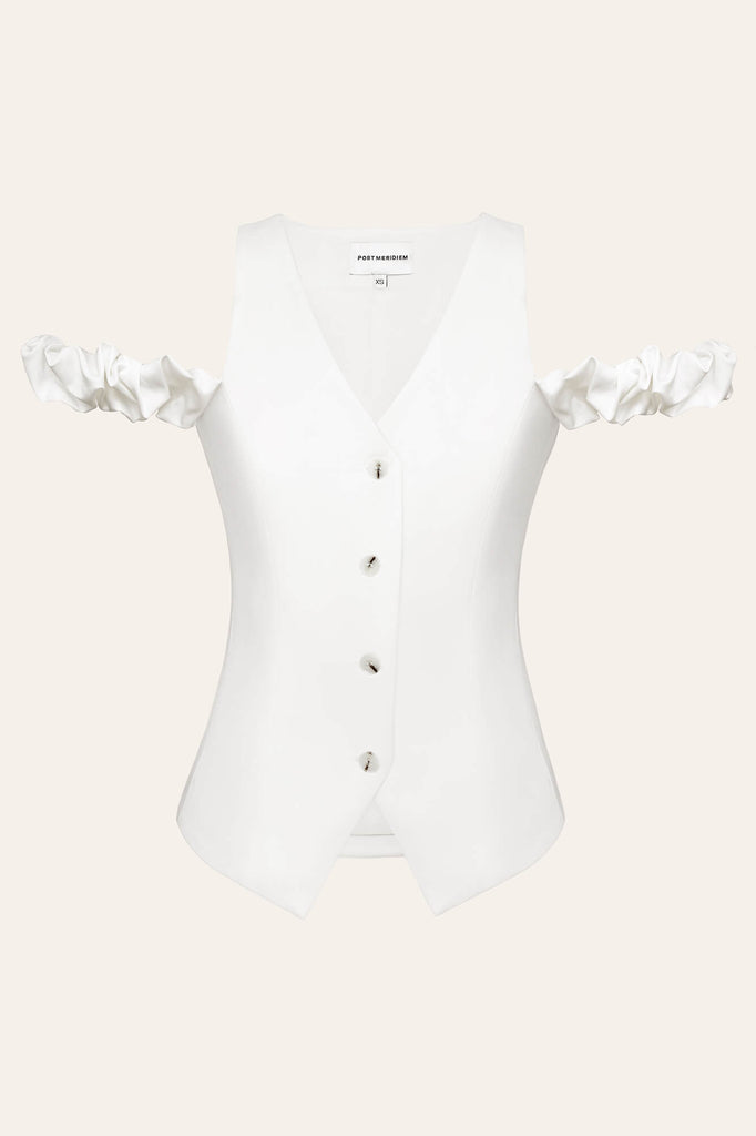 Decorated Shoulder Details Waistcoat Top - POST MERIDIEM