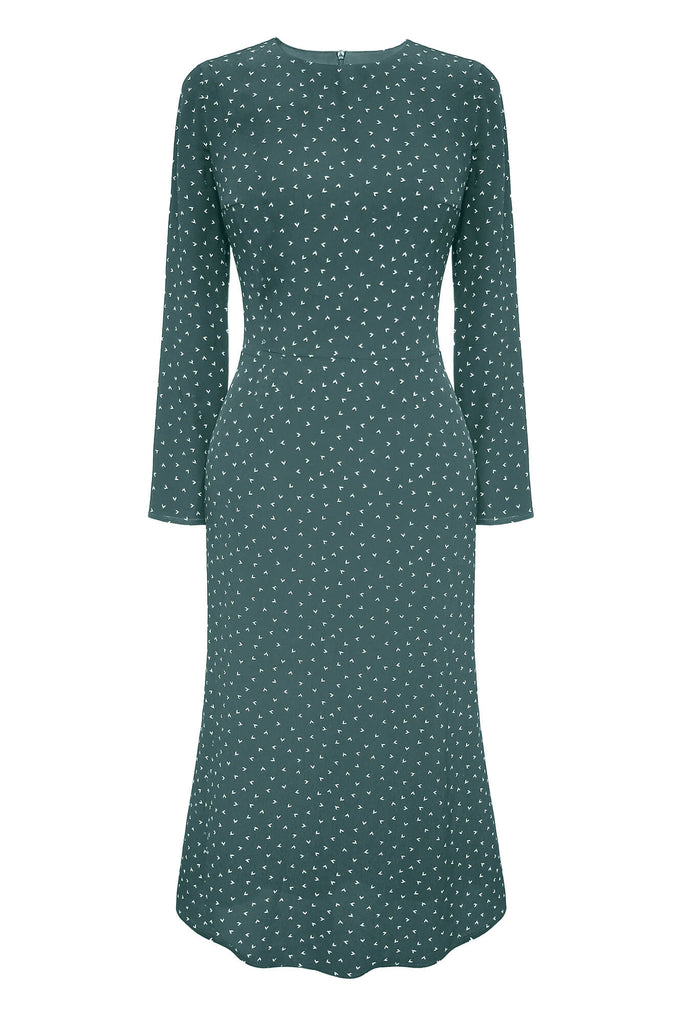 Godet Silhouette Long Sleeve Midi Dress - POST MERIDIEM