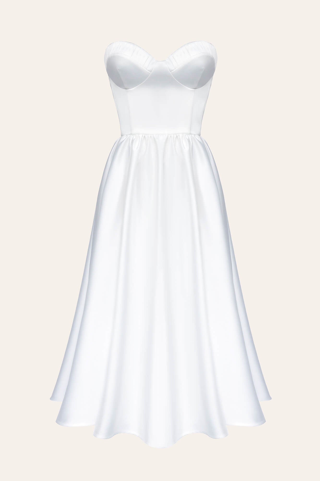 Bustier Pleated Bust Cups Midi Dress Xs / White