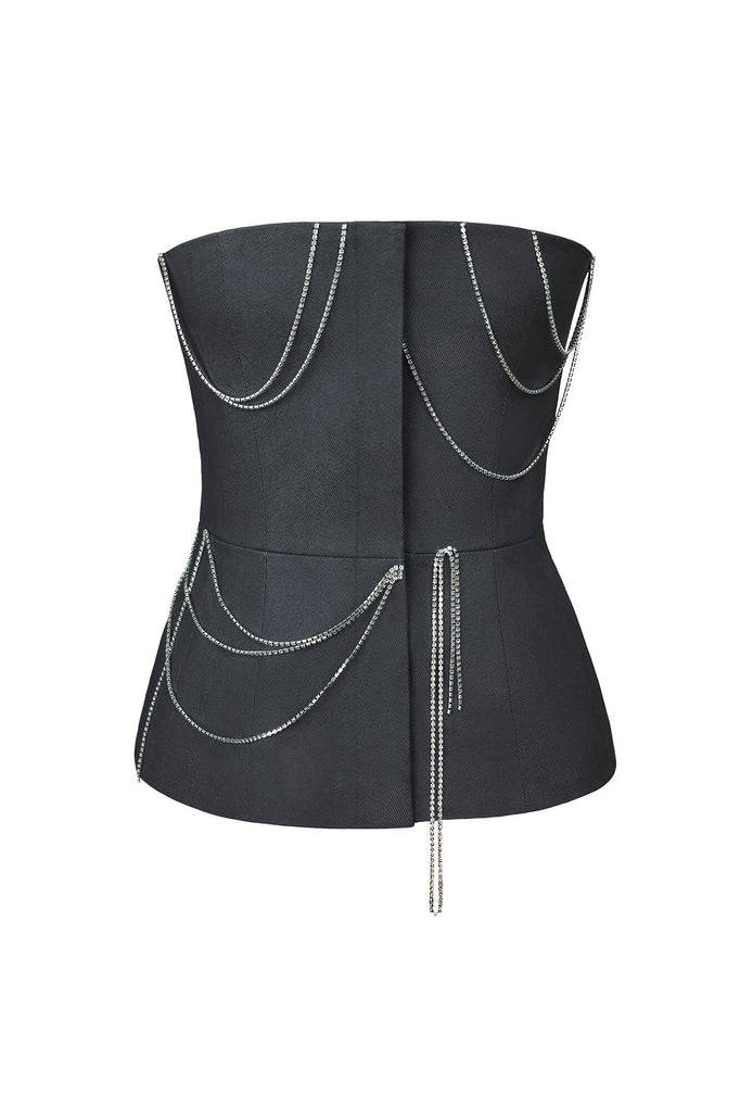 Denim Decorated Button Front Top - POST MERIDIEM