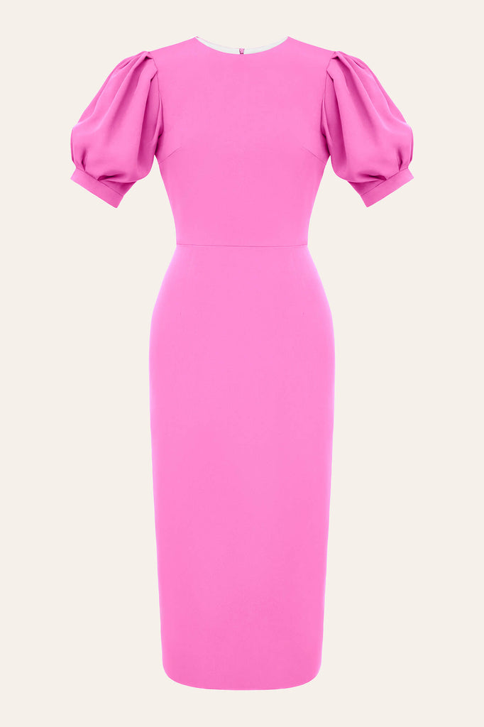 Godet Silhouette Puff Sleeve Midi Dress – POST MERIDIEM