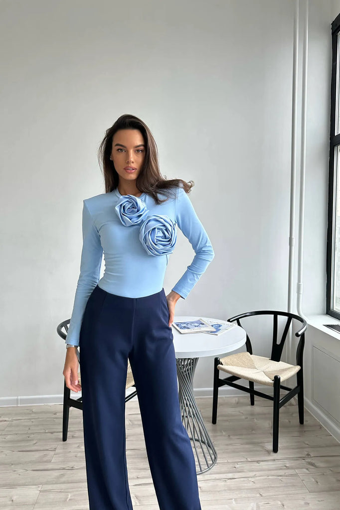 Rose Detail Knitted Bodysuit - POST MERIDIEM