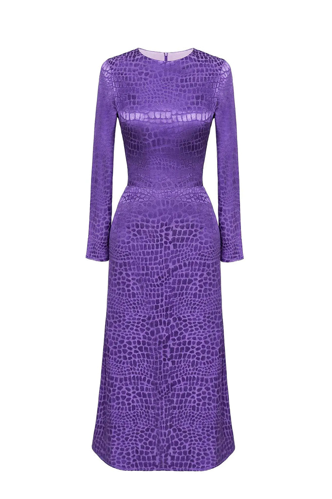 Godet Silhouette Long Sleeve Midi Dress - POST MERIDIEM