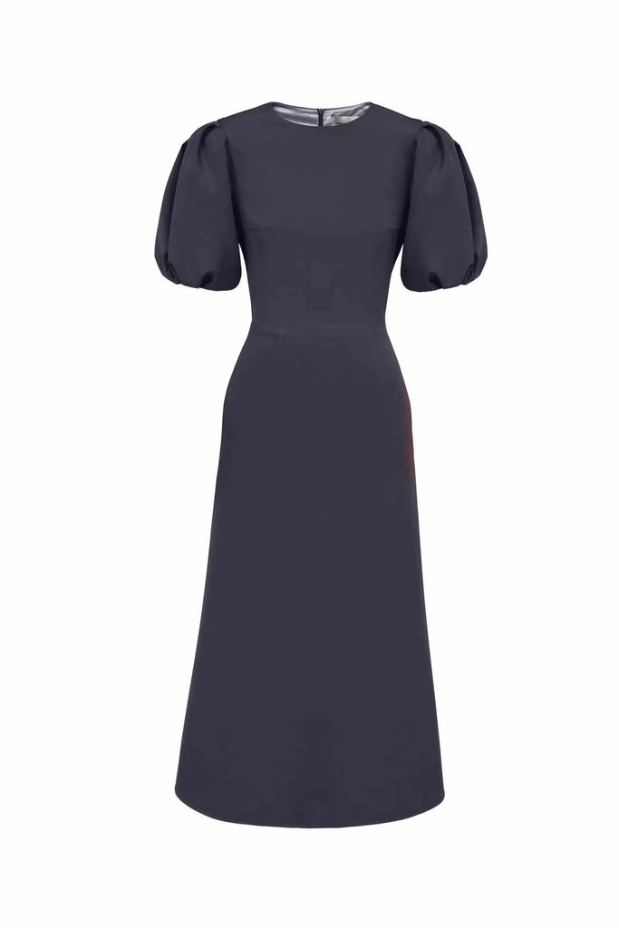 Godet Silhouette Puff Sleeve Midi Dress - POST MERIDIEM