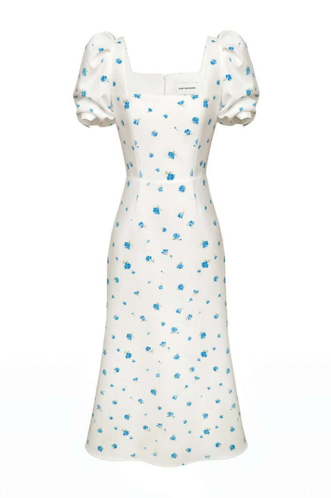 Godet Silhouette Square Neck Midi Dress - POST MERIDIEM