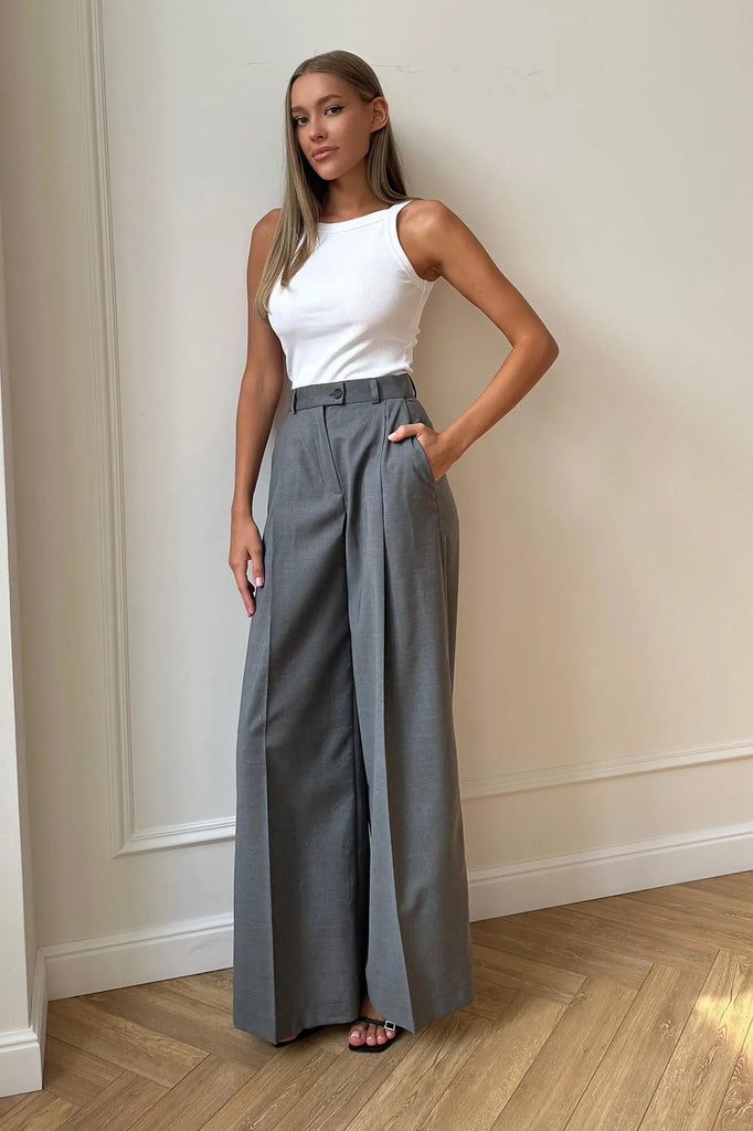 Pleated Wide Leg Trousers - POST MERIDIEM