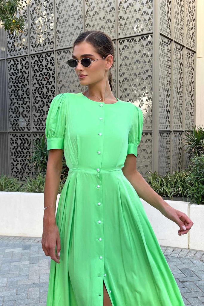 Button Front Midi Dress - POST MERIDIEM