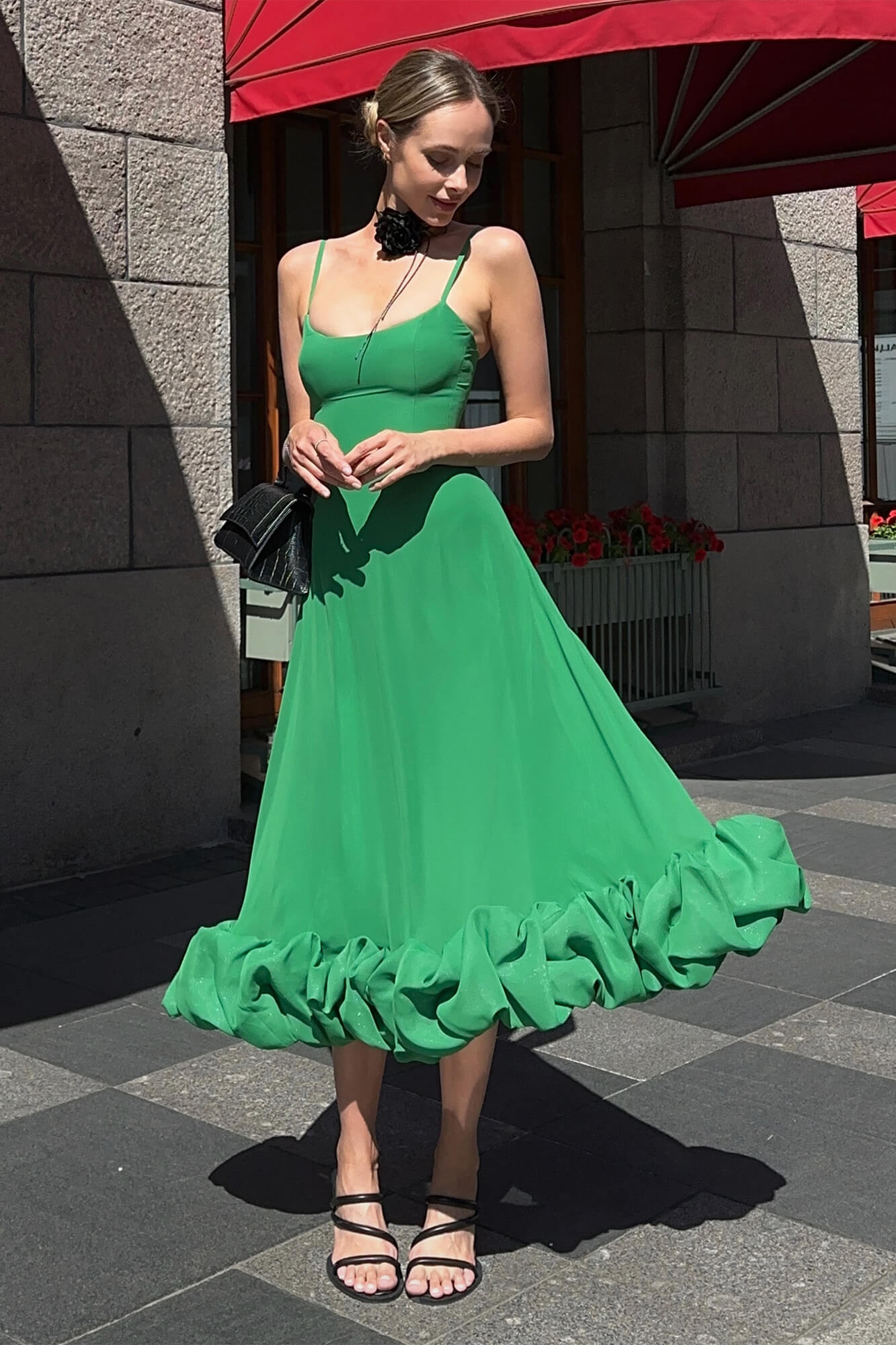 Flounce Bustier Midi Dress  POST MERIDIEM