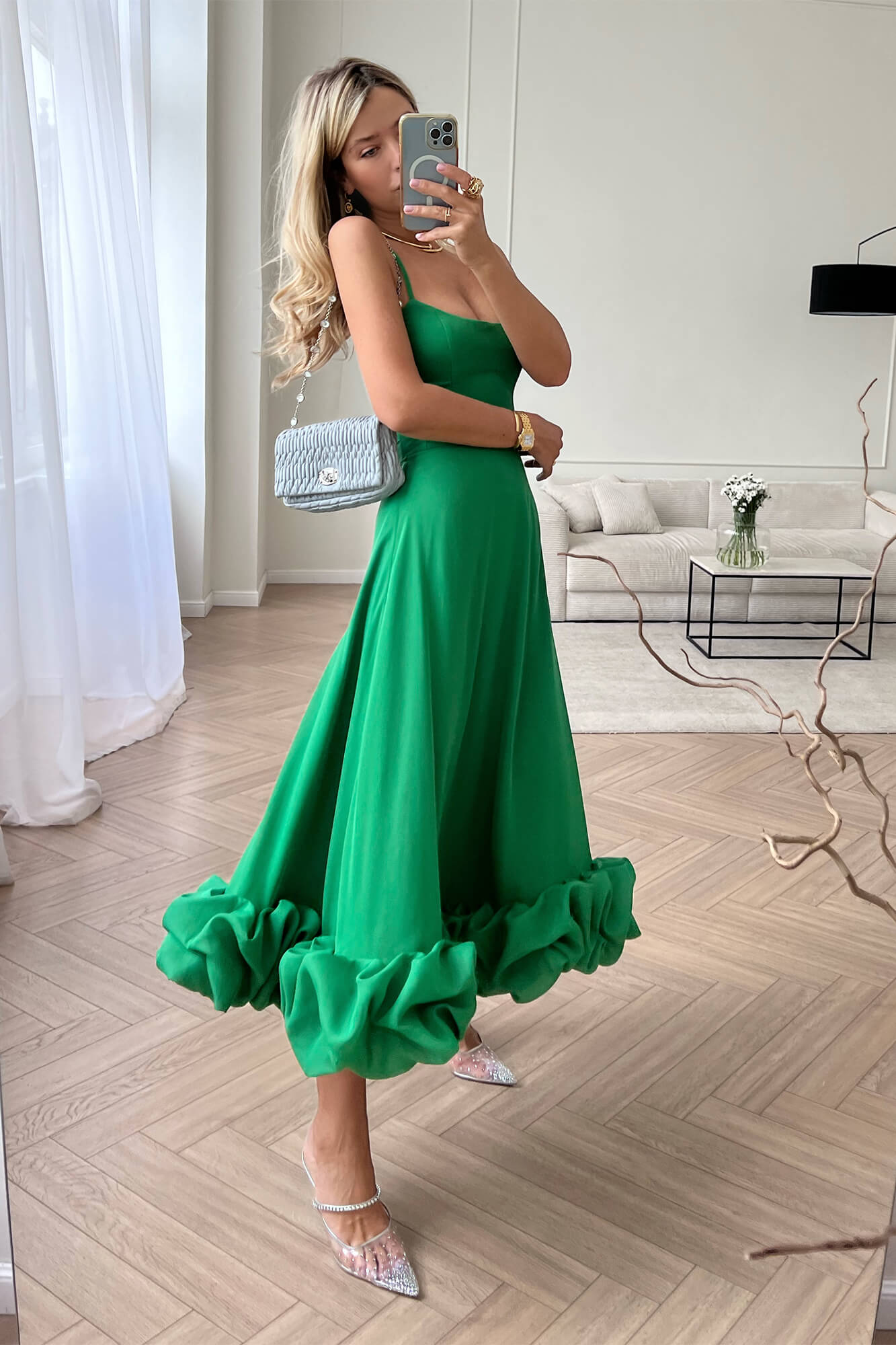 Flounce Bustier Midi Dress – POST MERIDIEM