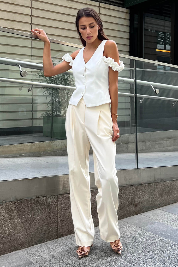 Decorated Shoulder Details Waistcoat Top - POST MERIDIEM