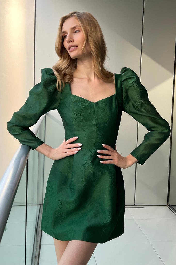 Jacquard Long Sleeve Mini Dress - POST MERIDIEM