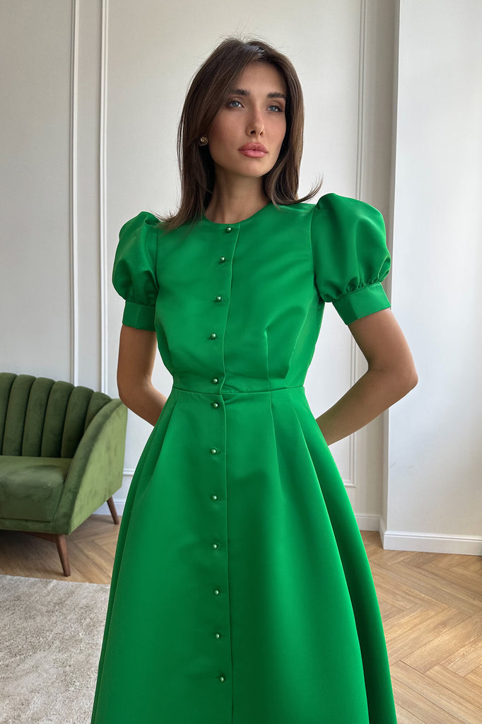 Button Front Midi Dress - POST MERIDIEM