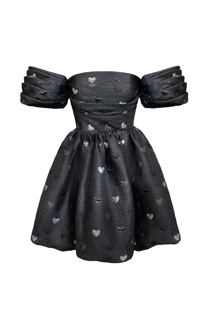 Draped Bodice Jacquard Mini Dress - POST MERIDIEM