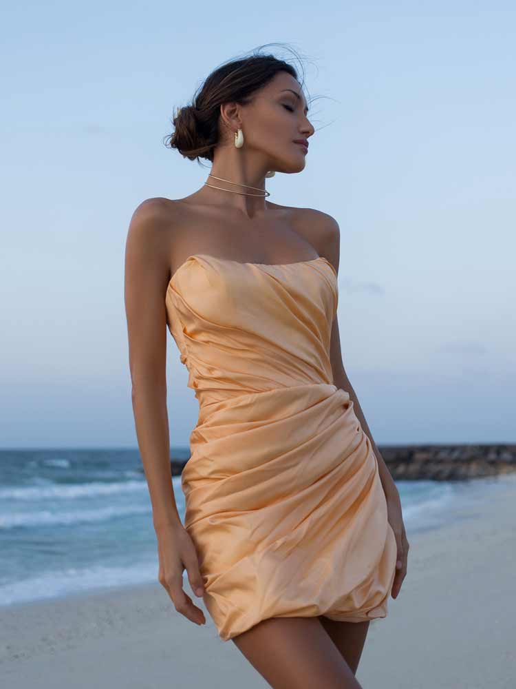 asymmetric drape midi corset dress Asymmetric Drape Corset Dress – POST MERIDIEM
