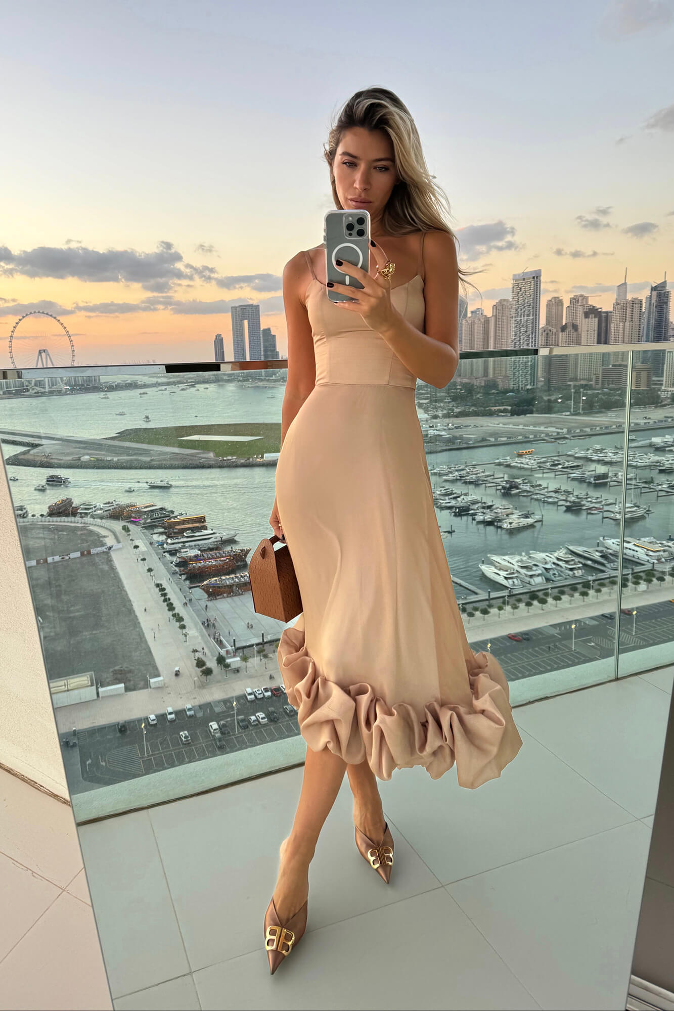 knee length dresses for ladies Flounce Bustier Midi Dress XXS / Pink main image 1