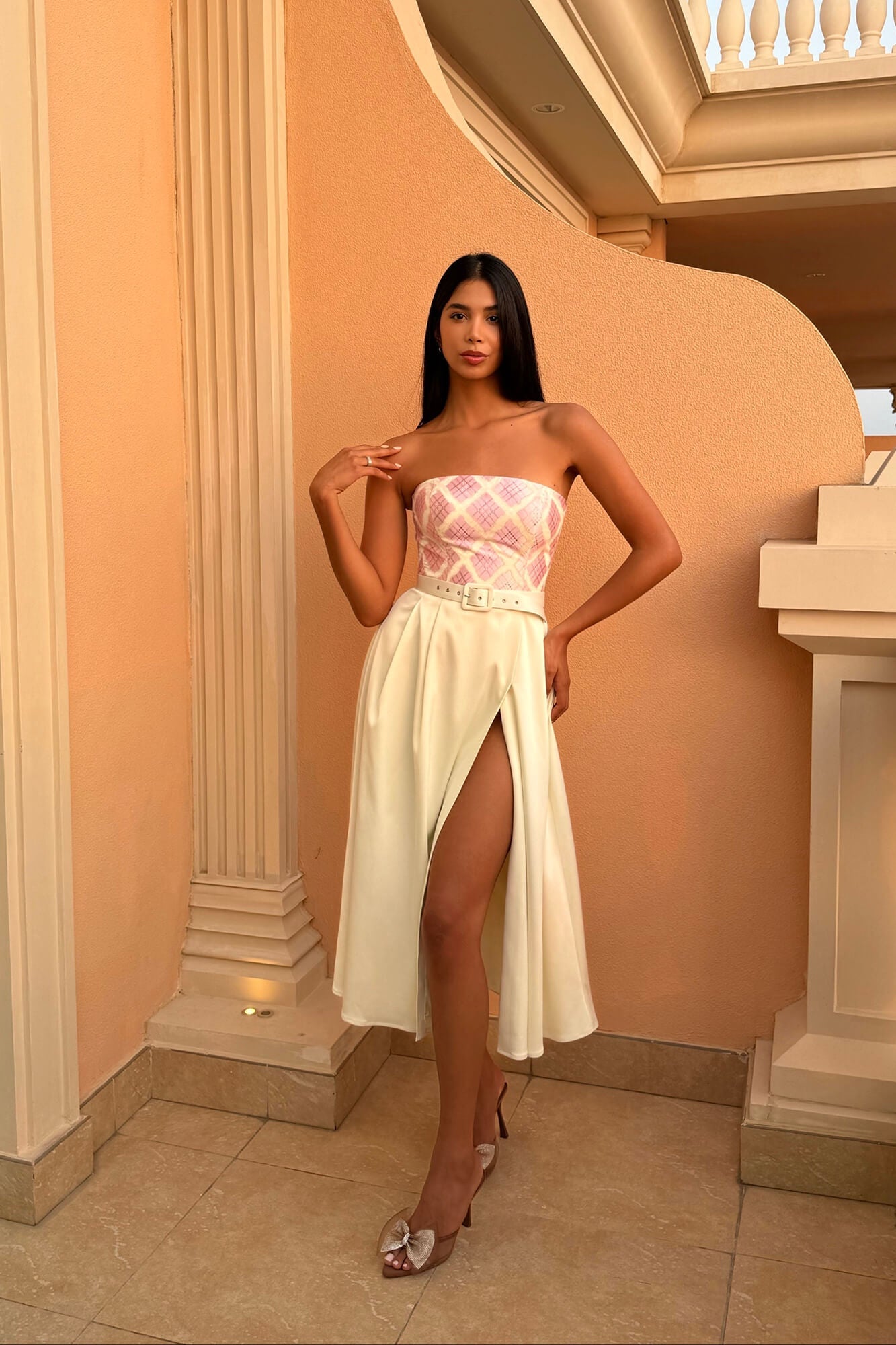belted wrap midi dress Wrap Belted Midi Dress XS / Pink