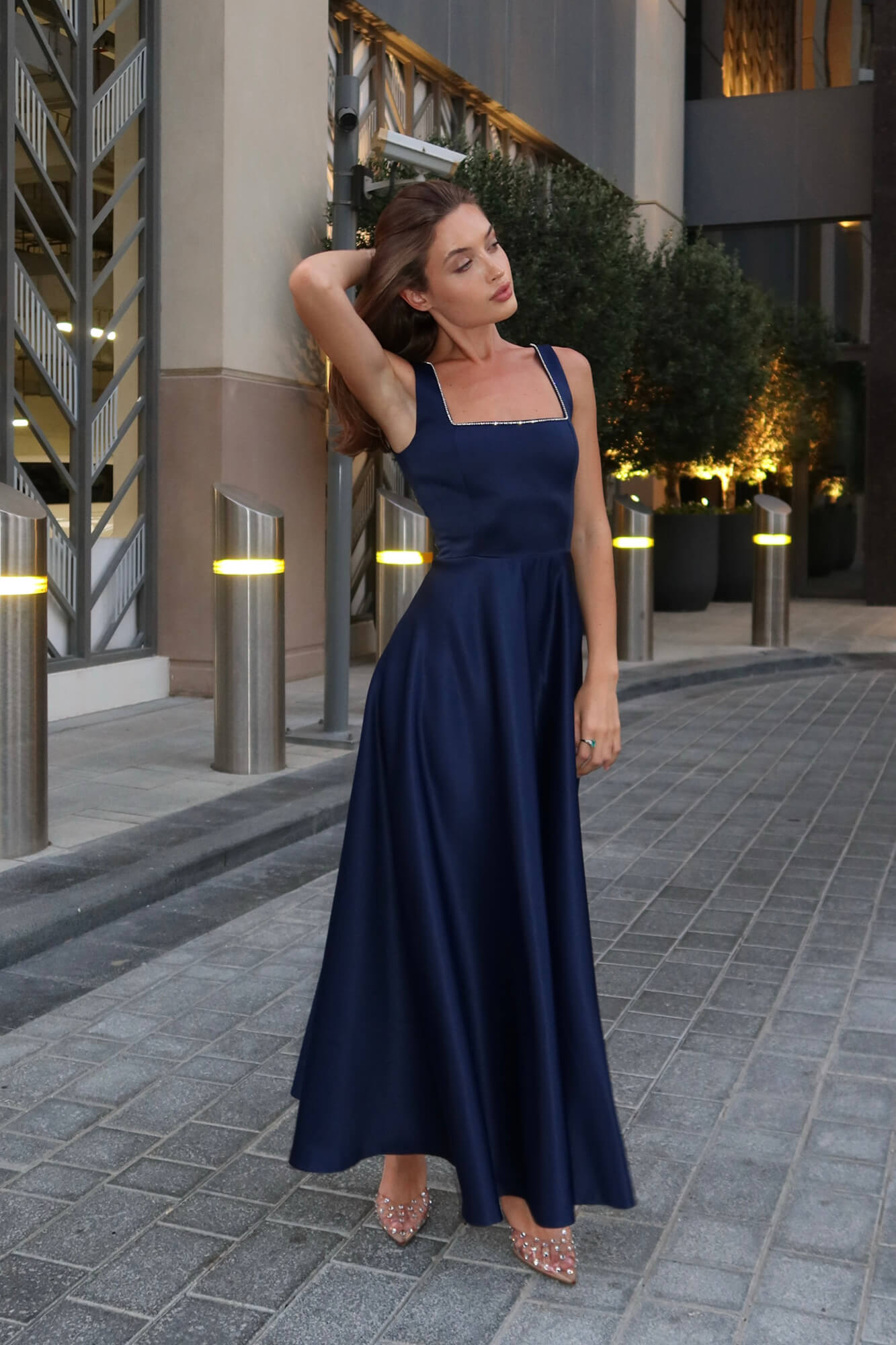 Strap Decorated Bodice Midi Dress – POST MERIDIEM