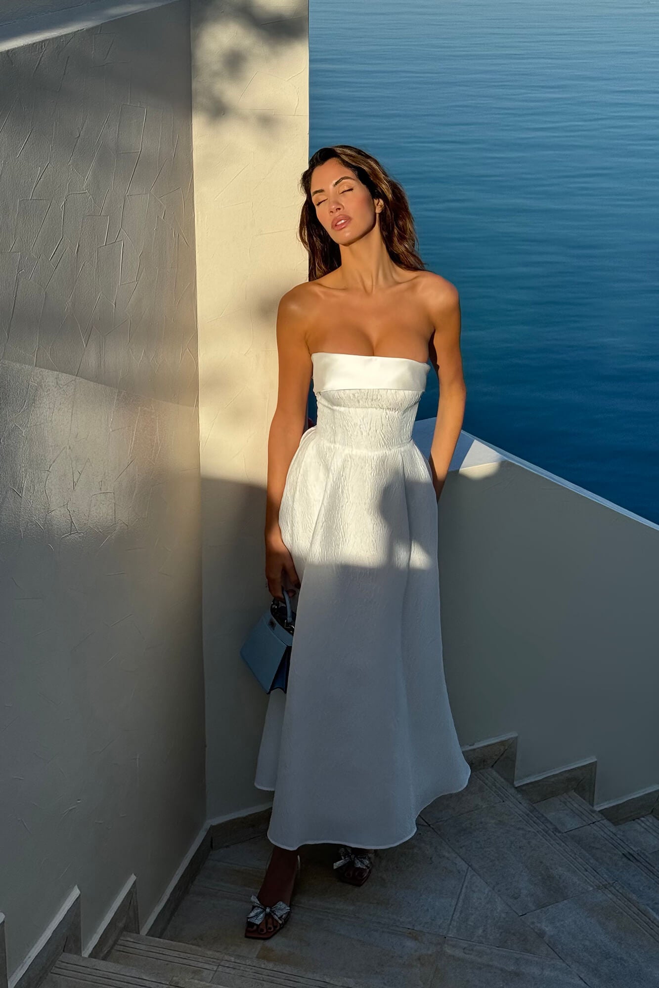 Jacquard Midi Dress with Satin Turn-up – Post Meridiem