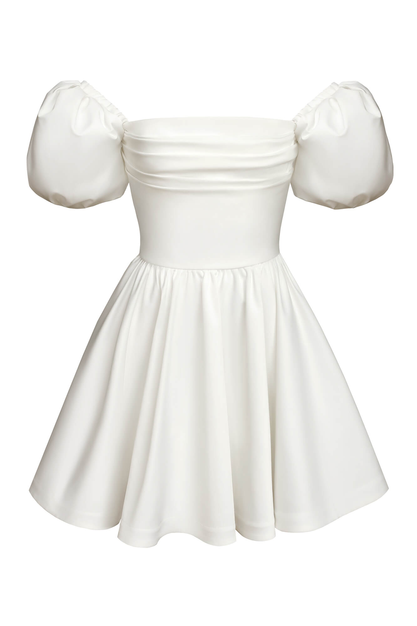 puff skirt mini dress Fitted mini dress with corset bodice and puffy skirt :: LICHI