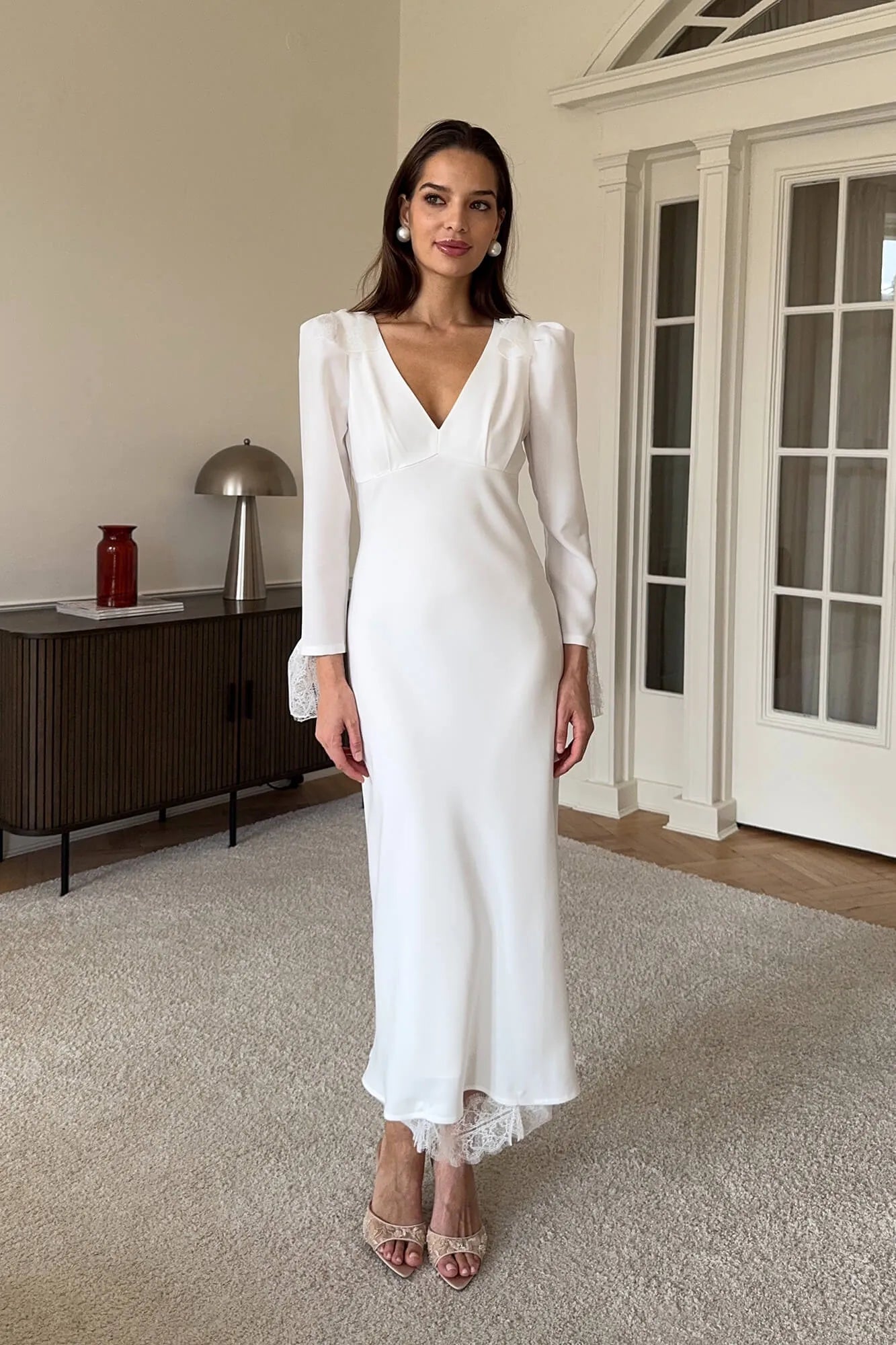 swf fitted midi dress Fitted Midi Dress with Lace – POST MERIDIEM