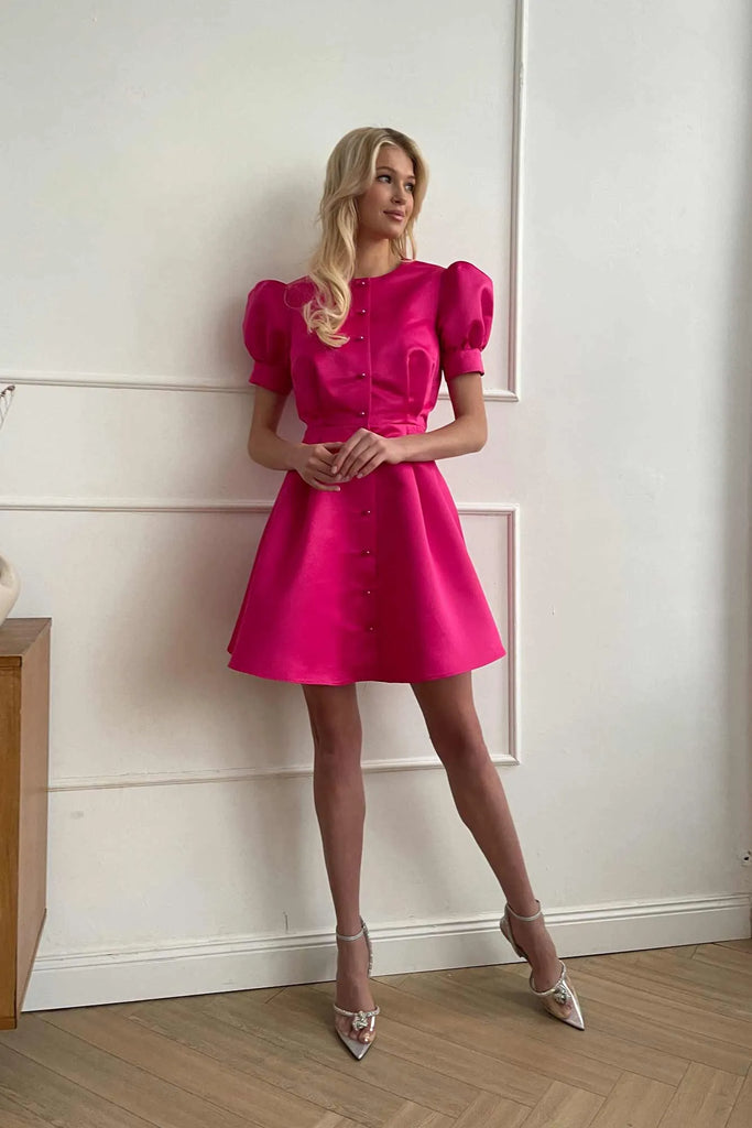 Button Front Mini Dress - POST MERIDIEM