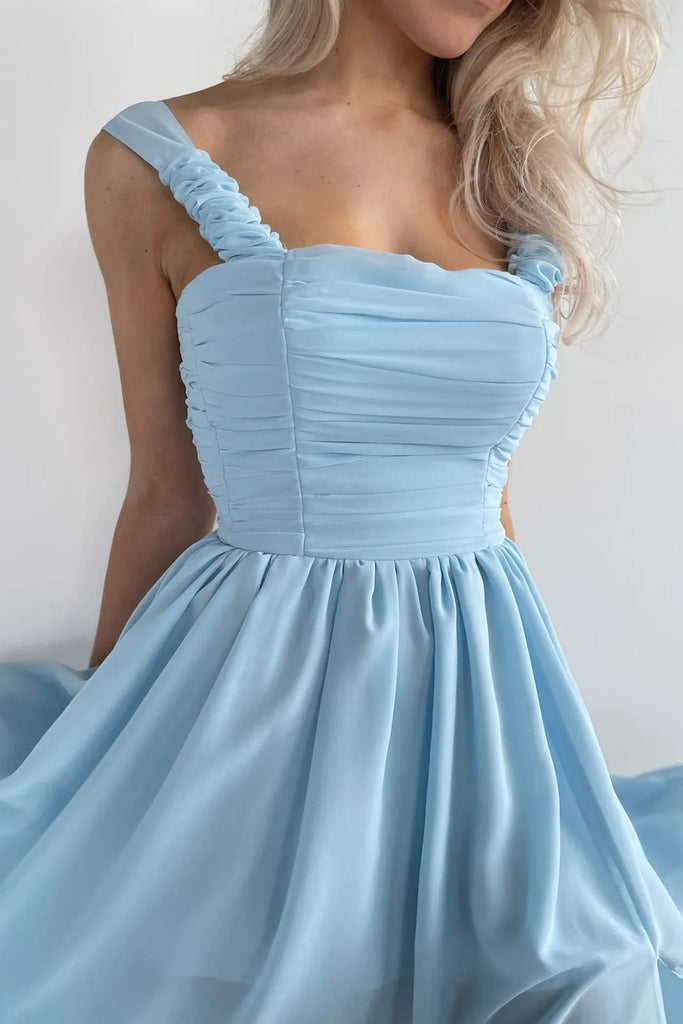 Draped Bodice Chiffon Midi Dress - POST MERIDIEM