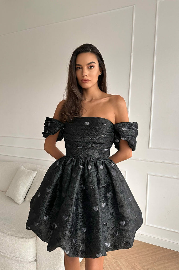 Draped Bodice Jacquard Mini Dress - POST MERIDIEM