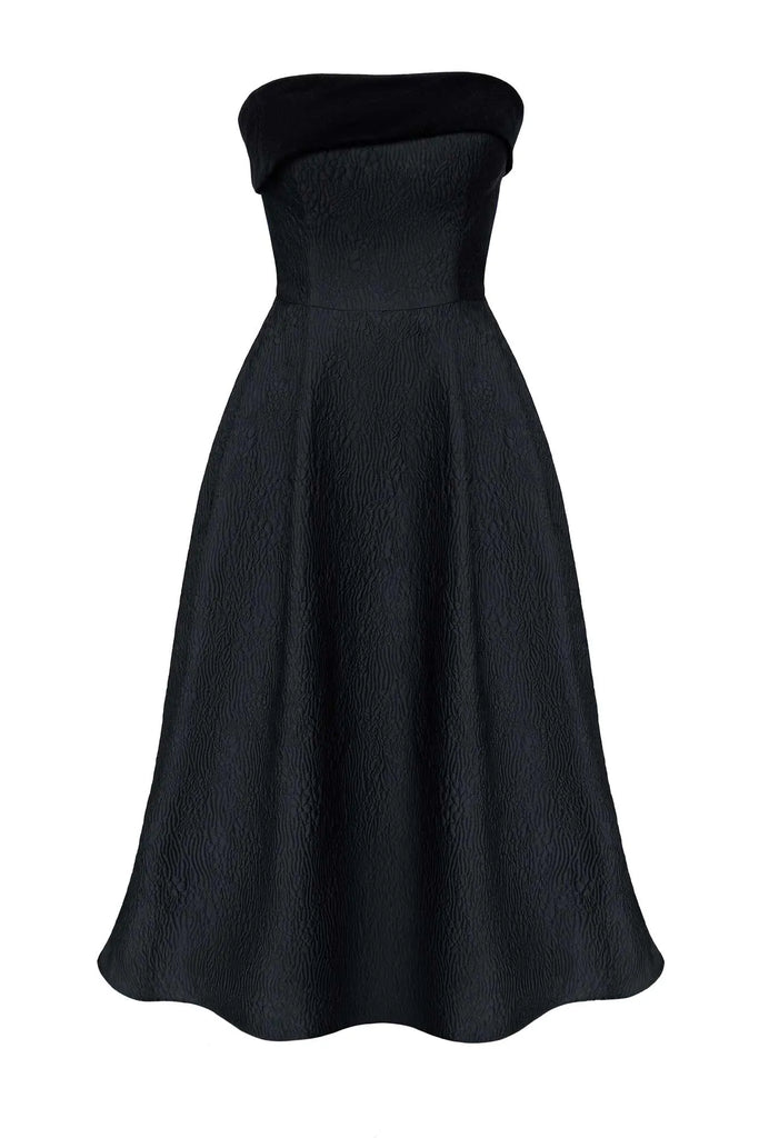 Jacquard Midi Dress with Velvet Turn-up - POST MERIDIEM