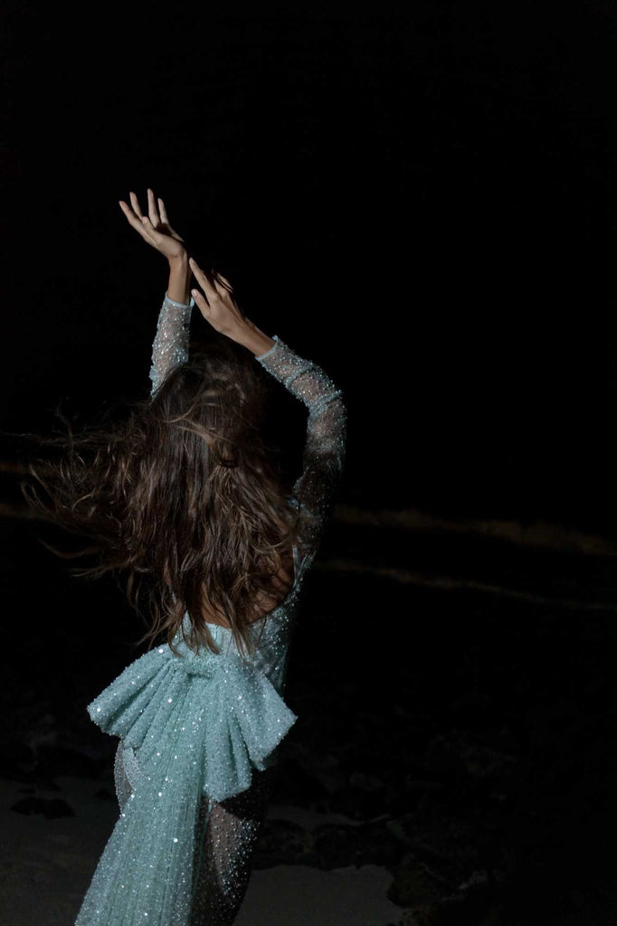 Open Back Bow Detail Maxi Dress - POST MERIDIEM