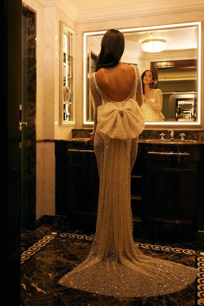 Open Back Bow Detail Maxi Dress - POST MERIDIEM