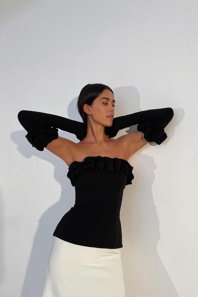 Flounced Bustier Top with Gloves - POST MERIDIEM