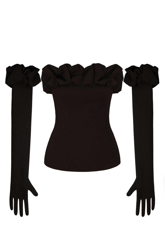 Flounced Bustier Top with Gloves - POST MERIDIEM