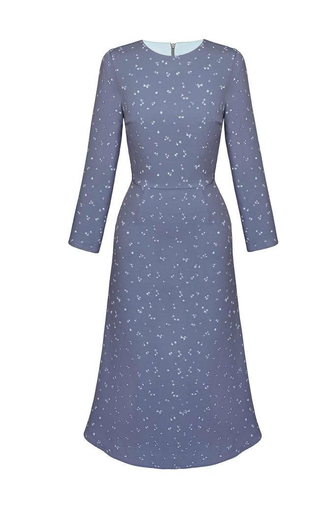 Godet Silhouette Long Sleeve Midi Dress - POST MERIDIEM