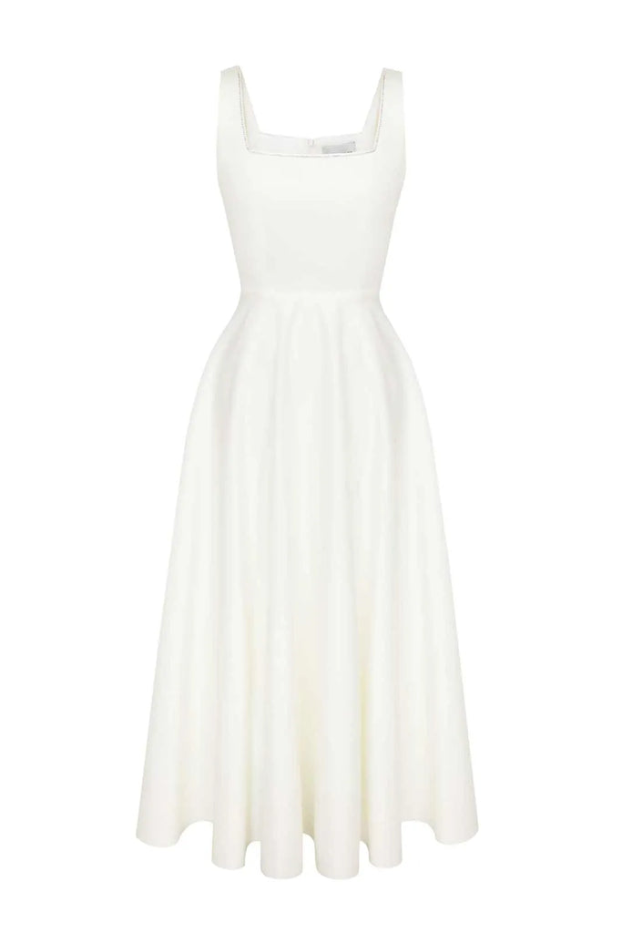 Strap Decorated Bodice Midi Dress - POST MERIDIEM