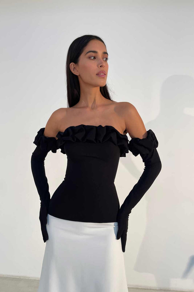 Flounced Bustier Top with Gloves - POST MERIDIEM