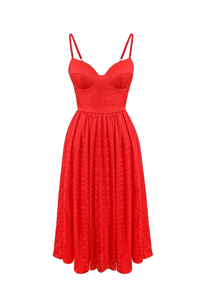 Bustier Flare Vneck Dress - POST MERIDIEM