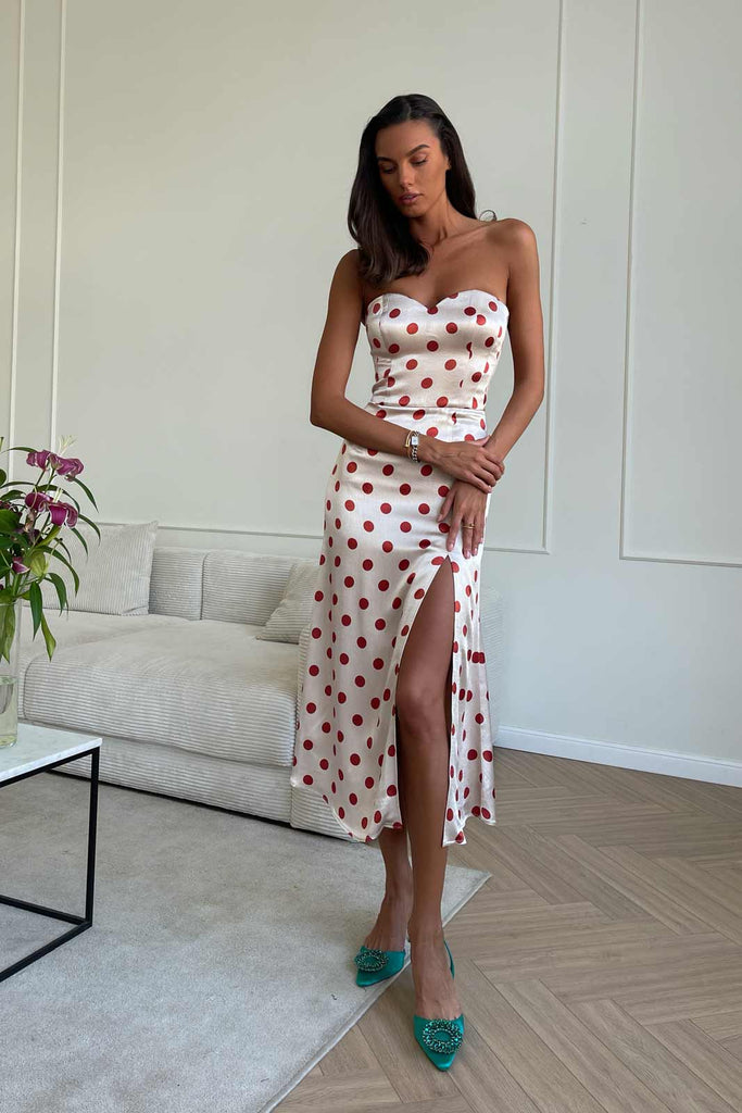 Viscose Slit Corset Midi Dress - POST MERIDIEM