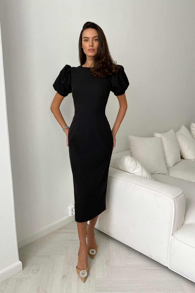 Voluminous Sleeve Midi Dress - POST MERIDIEM