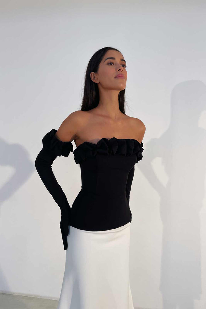 Flounced Bustier Top with Gloves - POST MERIDIEM