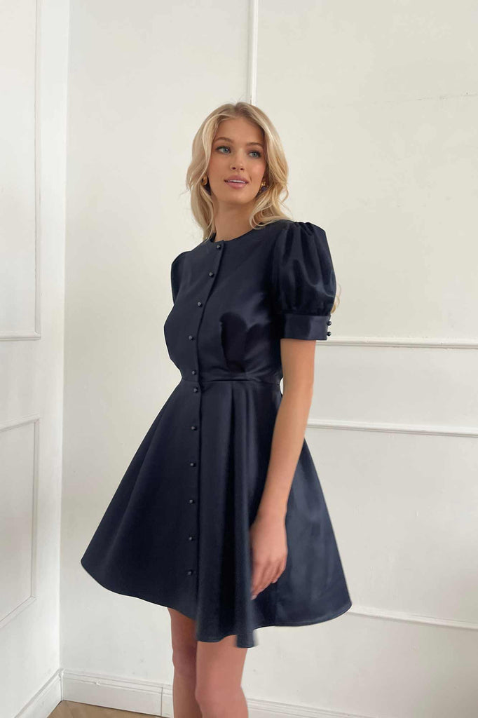 Button Front Mini Dress - POST MERIDIEM