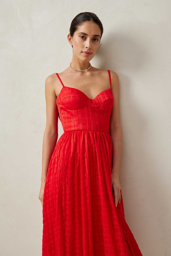Bustier Flare Vneck Dress - POST MERIDIEM