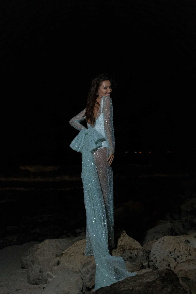 Open Back Bow Detail Maxi Dress - POST MERIDIEM