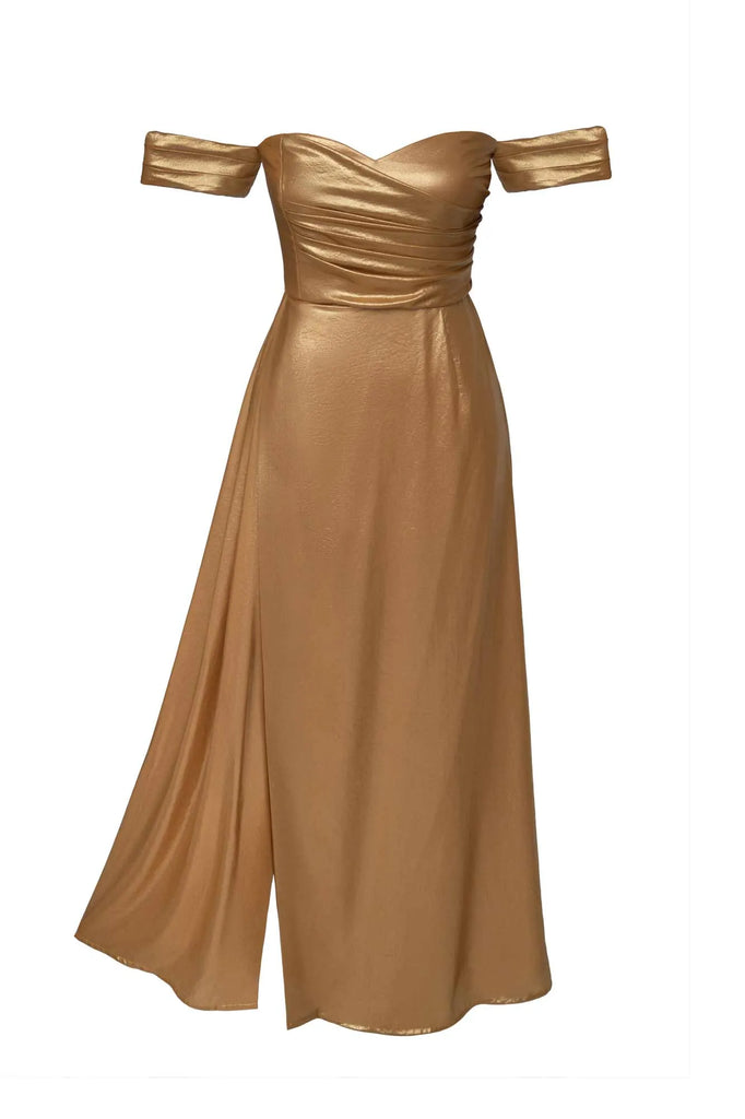 Asymmetrical Draped Back Wrap Midi Dress - POST MERIDIEM